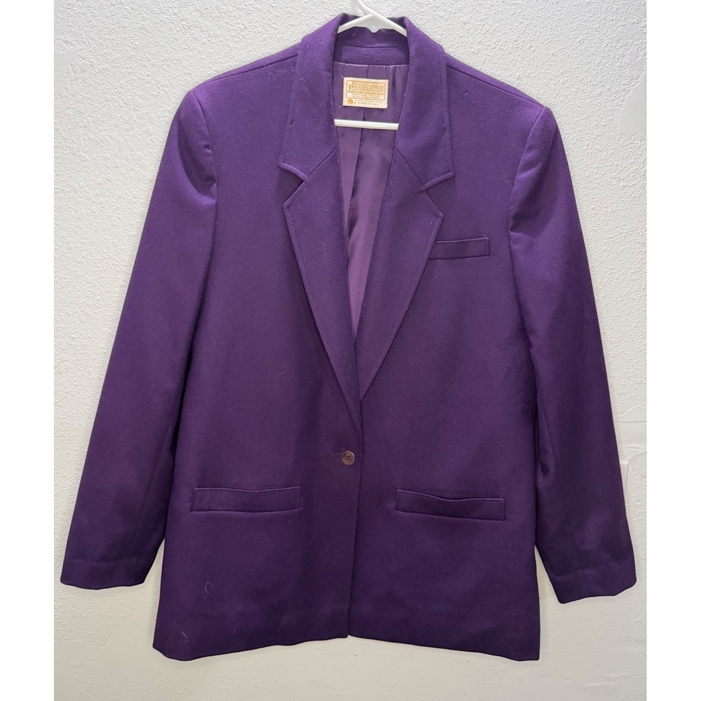 Pendleton Vintage Purple 100% Virgin Wool Blazer Jacket Size 12 Made in USA
